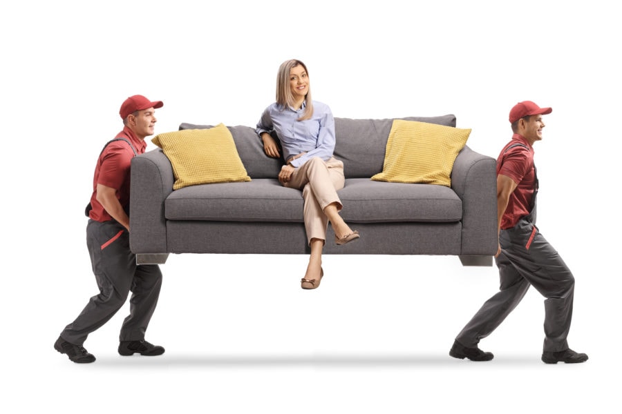 Woman lifted by 2 movers