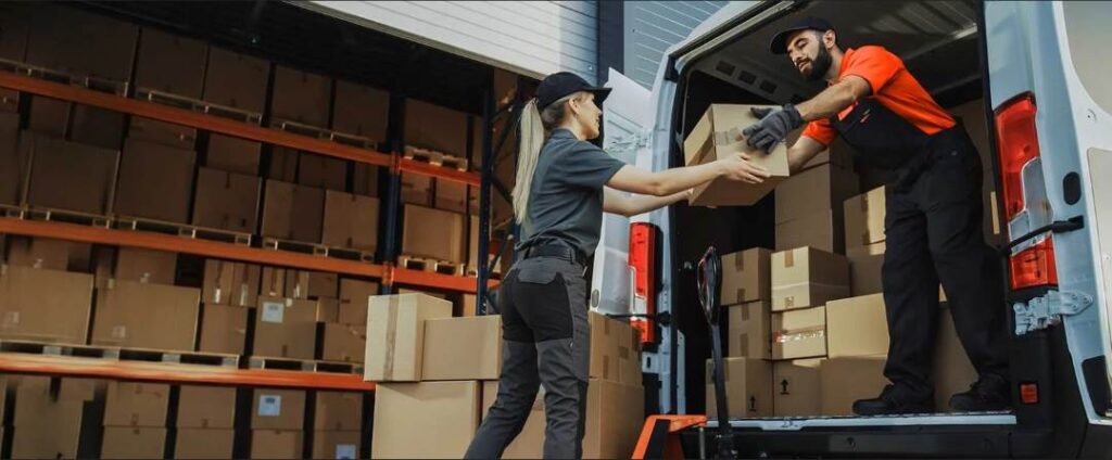 moving boxes in a warehouse