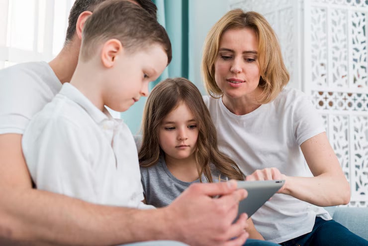 parents and kids talking seriously