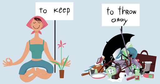 graphic of the deciding between to keep or to throw